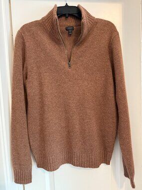 J. Crew 100% wool brown/tan quarter zip sweater